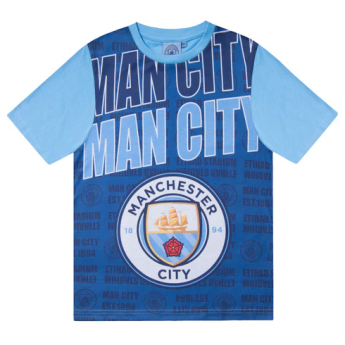 Manchester City pijamale de copii text navy