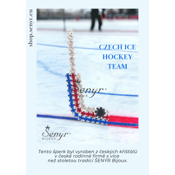 Echipa națională de hochei broșă Czech Hockey Tricolor Silver Plated Hockey Stick