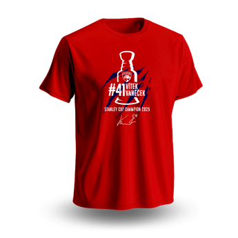 Florida Panthers tricou de bărbați Vítek Vaněček #92 Stanley Cup Champion 2025 red