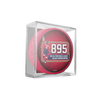Washington Capitals puc Alex Ovechkin 895 All-Time Goals Leader Collectors Souvenir Red - In Cube