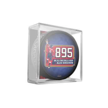 Washington Capitals puc Alex Ovechkin 895 All-Time Goals Leader Collectors Souvenir Red - In Cube Blue