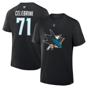 San Jose Sharks tricou de bărbați Macklin Celebrini #71 Authentic Stack Name and Number black