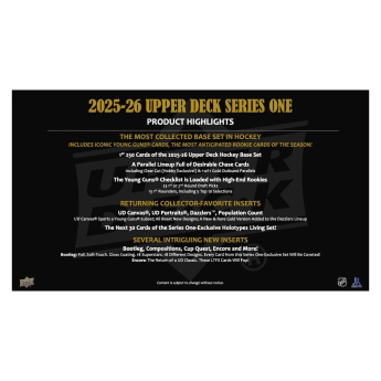 NHL cutii Cărți de hochei NHL 2025/26 Upper Deck Series 1 Hobby Box