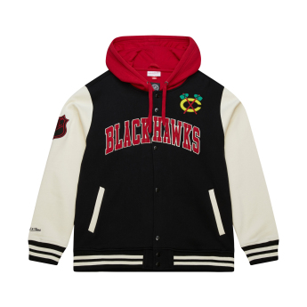 Chicago Blackhawks hanorac de bărbați cu glugă Courtside Fleece Button Front Vintage Logo