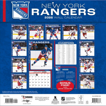New York Rangers calendar 2026 Wall