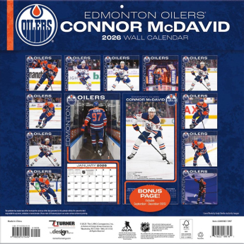 Edmonton Oilers calendar Connor McDavid #97 2026 Wall