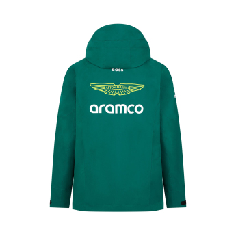 Aston Martin geacă de bărbați cu glugă Rain green F1 Team 2024