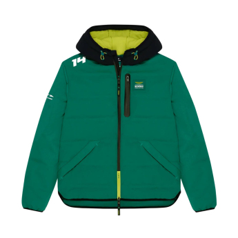 Aston Martin geacă de bărbați cu glugă Puffy Alonso green F1 Team 2025