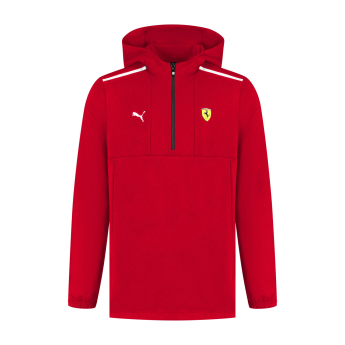 Ferrari hanorac de bărbați cu glugă 1/4 Zip red F1 Team 2025