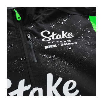 Stake Kick Sauber geacă de bărbați cu glugă Rain official Teamline Replica F1 Team 2025