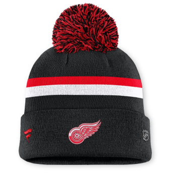 Detroit Red Wings pălărie de iarnă pentru damă Authentic Pro W/Cap Cuffed Pom Beanie