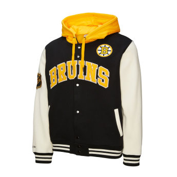 Boston Bruins hanorac de bărbați cu glugă Courtside Fleece Button Front Current Logo