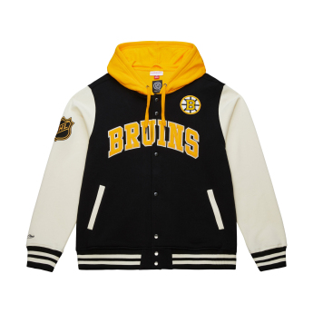 Boston Bruins hanorac de bărbați cu glugă Courtside Fleece Button Front Current Logo