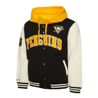 Pittsburgh Penguins hanorac de bărbați cu glugă Courtside Fleece Button Front Current Logo