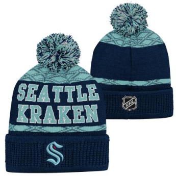 Seattle Kraken căciula de iarnă pentru copii Puck Pattern Cuffed Pom