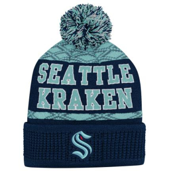 Seattle Kraken căciula de iarnă pentru copii Puck Pattern Cuffed Pom