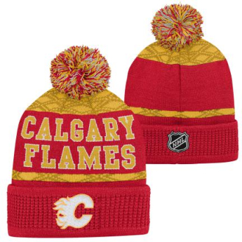Calgary Flames căciula de iarnă pentru copii Puck Pattern Cuffed Pom
