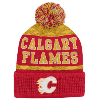 Calgary Flames căciula de iarnă pentru copii Puck Pattern Cuffed Pom