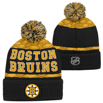 Boston Bruins căciula de iarnă pentru copii Puck Pattern Cuffed Pom