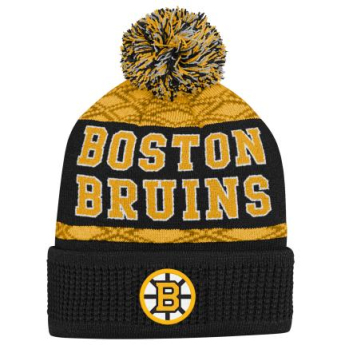 Boston Bruins căciula de iarnă pentru copii Puck Pattern Cuffed Pom