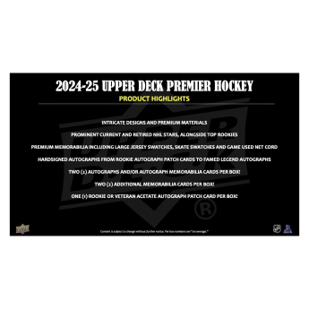 NHL cutii Cărți de hochei NHL 2024-25 Upper Deck Premier Hockey Hobby Box