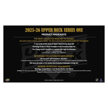 NHL cutii Cărți de hochei NHL 2025-26 Upper Deck Series 1 Blaster Box
