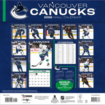 Vancouver Canucks calendar 2026 Wall
