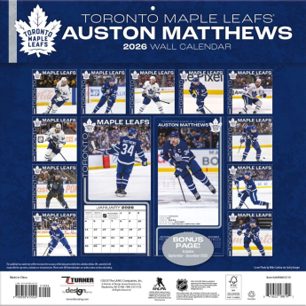 Toronto Maple Leafs calendar 2026 Wall Auston Matthews #34