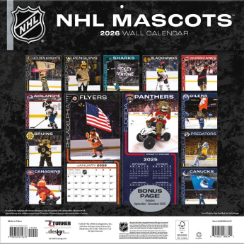NHL produse calendar Mascots 2026 Wall