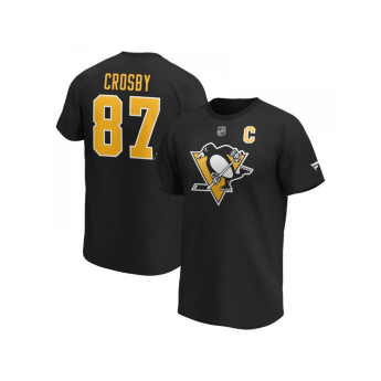 Pittsburgh Penguins tricou de bărbați Sidney Crosby #87 Stack Logo Name & Number black