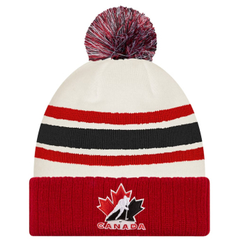 Echipa națională de hochei căciulă de iarnă Canada Milano Cortina 2026 Winter Olympics Striped Cuffed Knit Hat with Pom