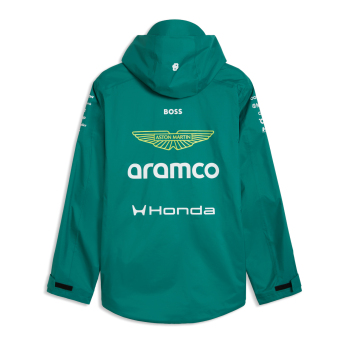 Aston Martin geacă de bărbați cu glugă Rain green official Teamline Replica F1 Team 2026