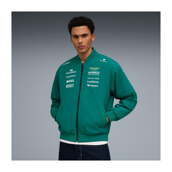Aston Martin geacă de bărbați Bomber green official Teamline Replica F1 Team 2026