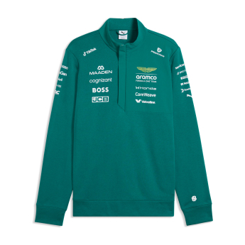 Aston Martin hanorac de bărbați Half Zip green official Teamline Replica F1 Team 2026