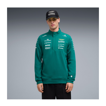 Aston Martin hanorac de bărbați Half Zip green official Teamline Replica F1 Team 2026
