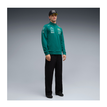 Aston Martin hanorac de bărbați Half Zip green official Teamline Replica F1 Team 2026