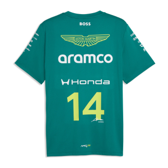 Aston Martin tricou de bărbați Fernando Alonso #14 green official Teamline Replica F1 Team 2026
