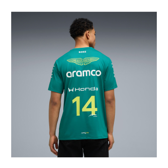 Aston Martin tricou de bărbați Fernando Alonso #14 green official Teamline Replica F1 Team 2026