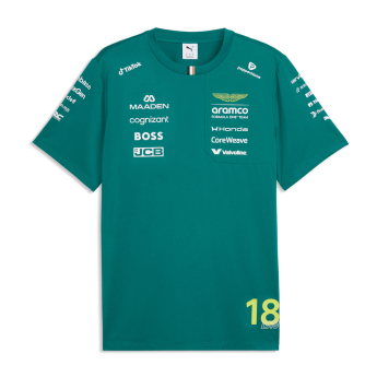 Aston Martin tricou de bărbați Lance Stroll #18 green official Teamline Replica F1 Team 2026