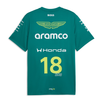 Aston Martin tricou de bărbați Lance Stroll #18 green official Teamline Replica F1 Team 2026