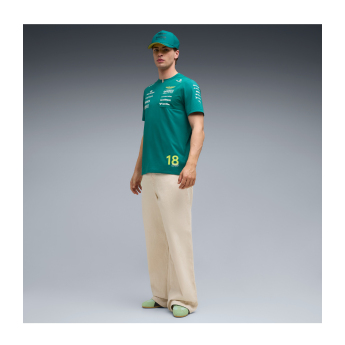 Aston Martin tricou de bărbați Lance Stroll #18 green official Teamline Replica F1 Team 2026