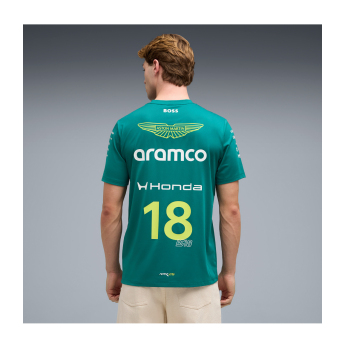 Aston Martin tricou de bărbați Lance Stroll #18 green official Teamline Replica F1 Team 2026