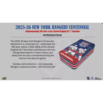NHL cutii Cărți de hochei NHL 2025-26 Upper Deck New York Rangers NHL Centennial Hobby Box