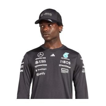 Mercedes AMG Petronas tricou de bărbați cu mânecă lungă black official Teamline Replica F1 Team 2025