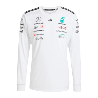 Mercedes AMG Petronas tricou de bărbați cu mânecă lungă white official Teamline Replica F1 Team 2025