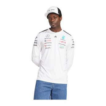 Mercedes AMG Petronas tricou de bărbați cu mânecă lungă white official Teamline Replica F1 Team 2025