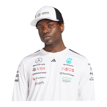 Mercedes AMG Petronas tricou de bărbați cu mânecă lungă white official Teamline Replica F1 Team 2025