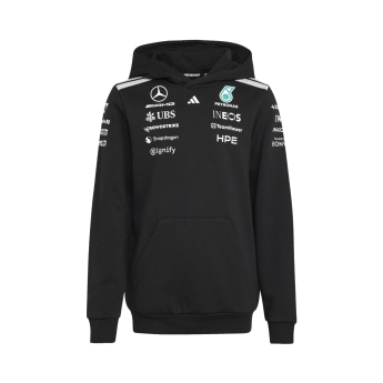 Mercedes AMG Petronas hanorac cu glugă pentru copii black official Teamline Replica F1 Team 2026