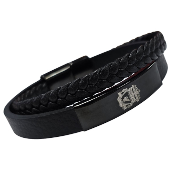 FC Liverpool brățară de piele Crest Black IP Leather Bracelet