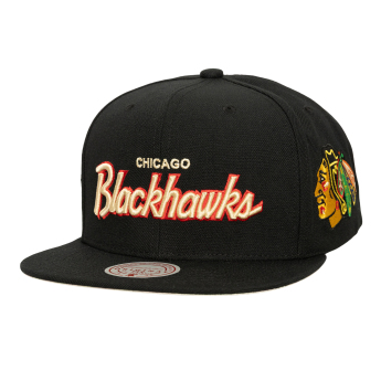 Chicago Blackhawks șapcă flat Cream Script Snapback black